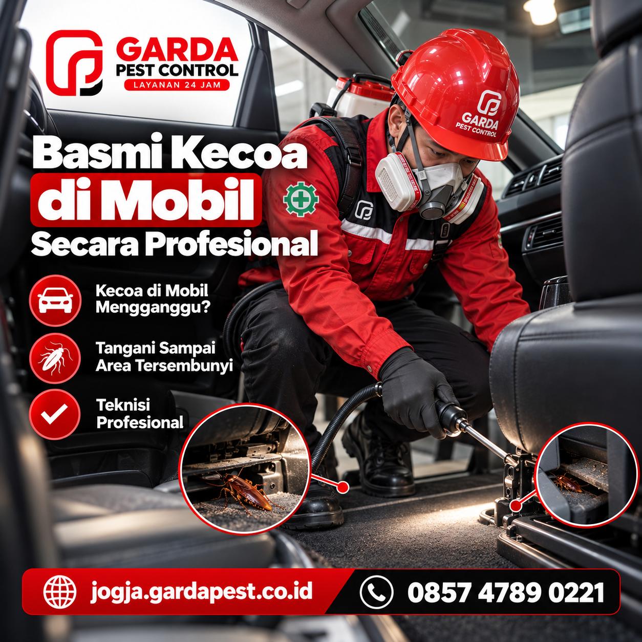 Jasa Pembasmi Kecoa di Mobil Jogja | Layanan Cepat 24 Jam